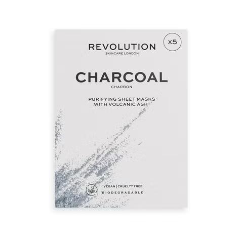 Revolution Skincare Biodegradable Purifying Charcoal Sheet Mask Set (5 Pack)