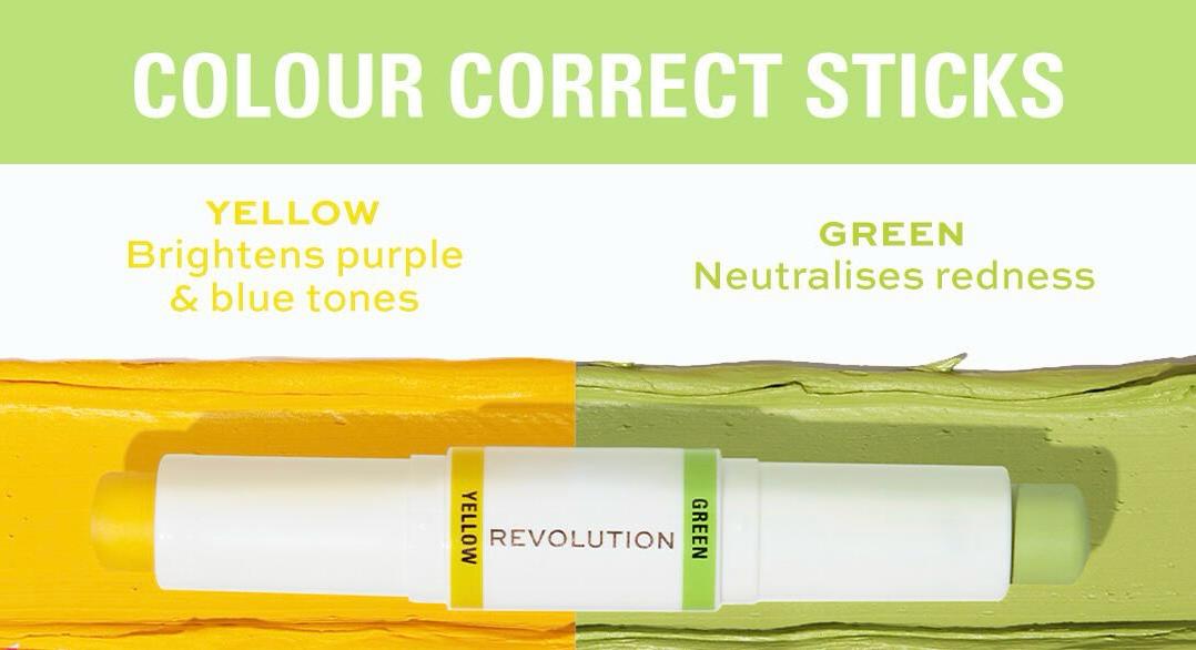 Makeup Revolution Colour Correcting Stick Yellow & Green